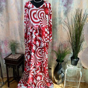 📌Ruiyize Eye Catching Red - White Christmas Party Maxi Dress